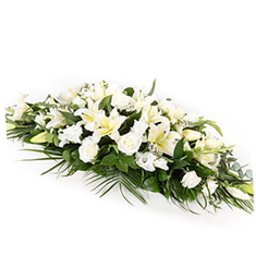 White Lily &amp; Rose Casket Spray tc
